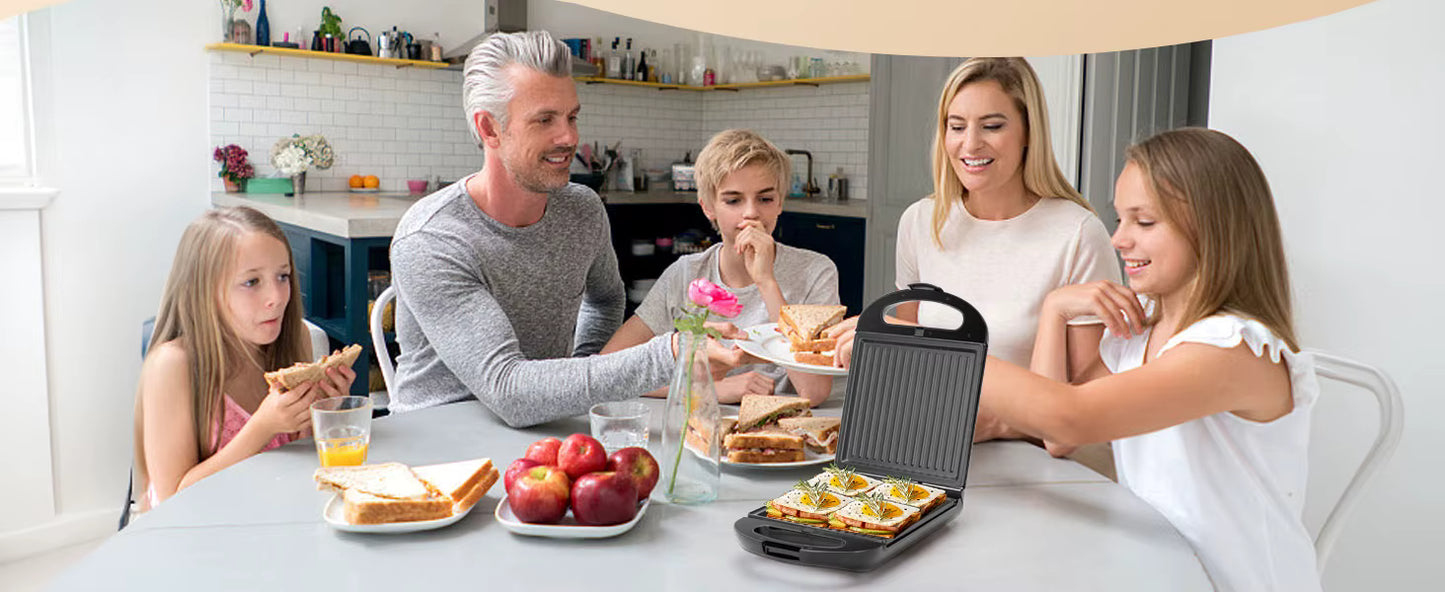 Machine à Sandwich 3 en 1 – Appareil à Croque-Monsieur, Gaufrier et Grill 1200W, Plaques Antiadhésives Amovibles, Rotation 180°