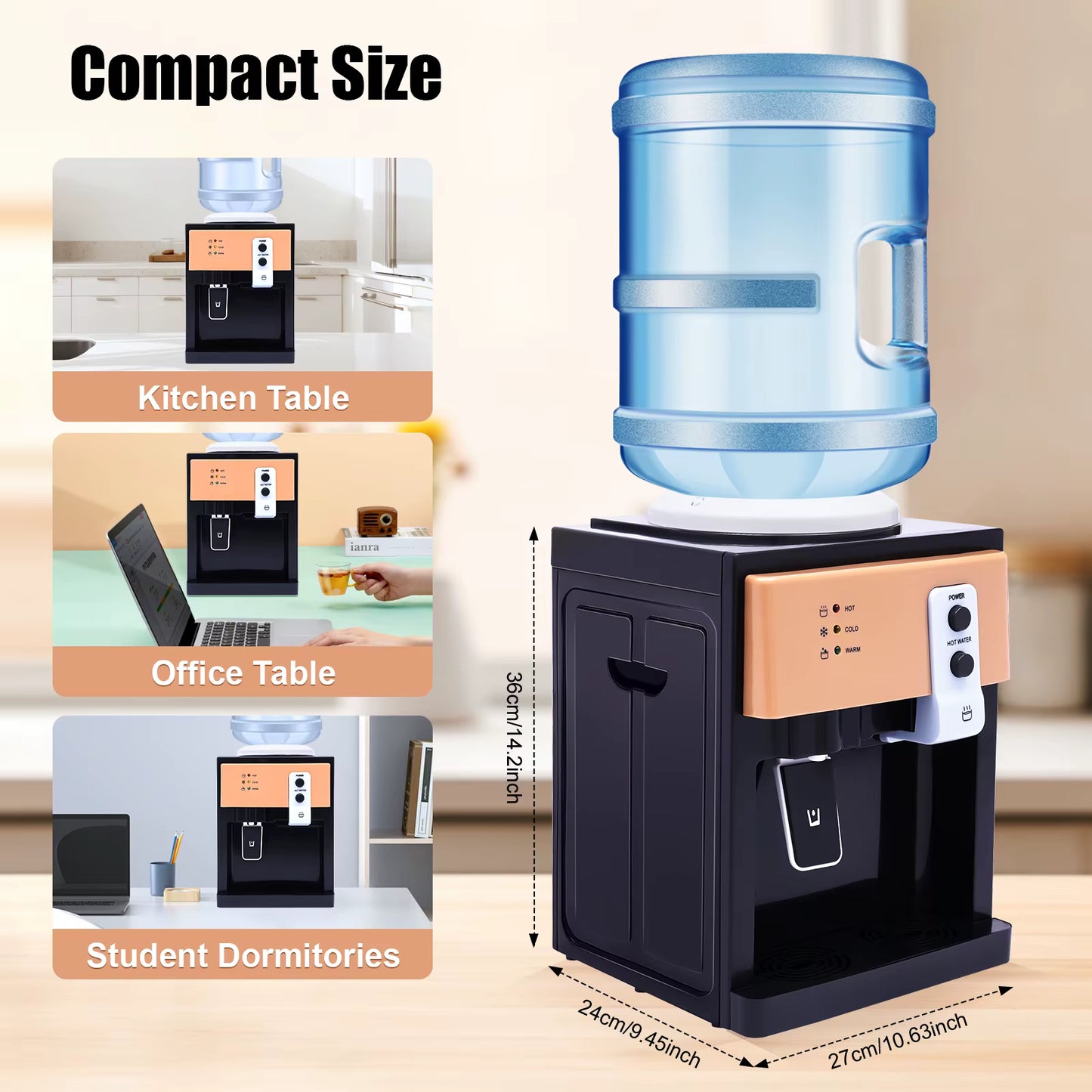 Distributeur d’eau électrique chaud et froid 18,9 L – Fontaine à eau 550W – Température réglable 8 à 95 °C – Usage bureau et maison