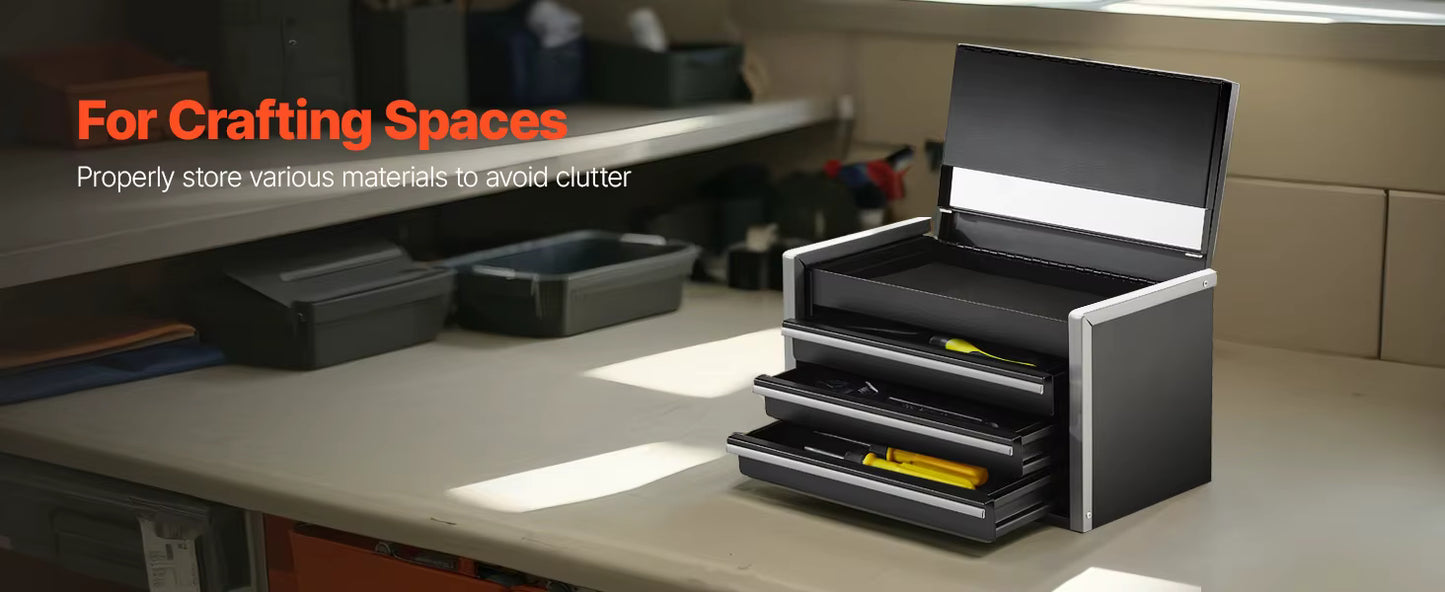 Boîte à outils en métal portable 8,6 pouces avec 3 tiroirs