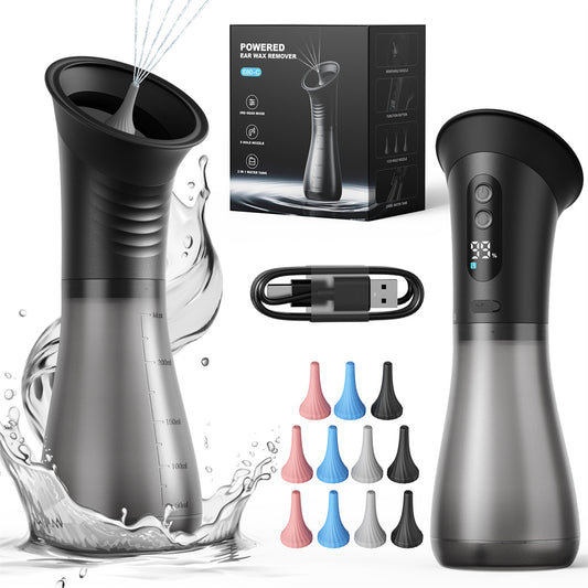Système Électrique de Nettoyage des Oreilles – Irrigateur Auriculaire Rechargeable avec 3 Réglages de Pression – Élimination du Cérumen par Rinçage à Eau
