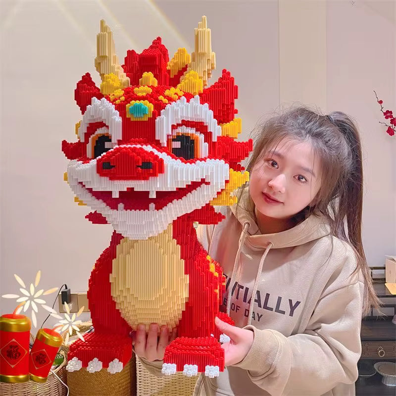 Figurine dragon blocs de construction – Modèle 3D à assembler – Jeu créatif enfants & adultes – Compatible briques