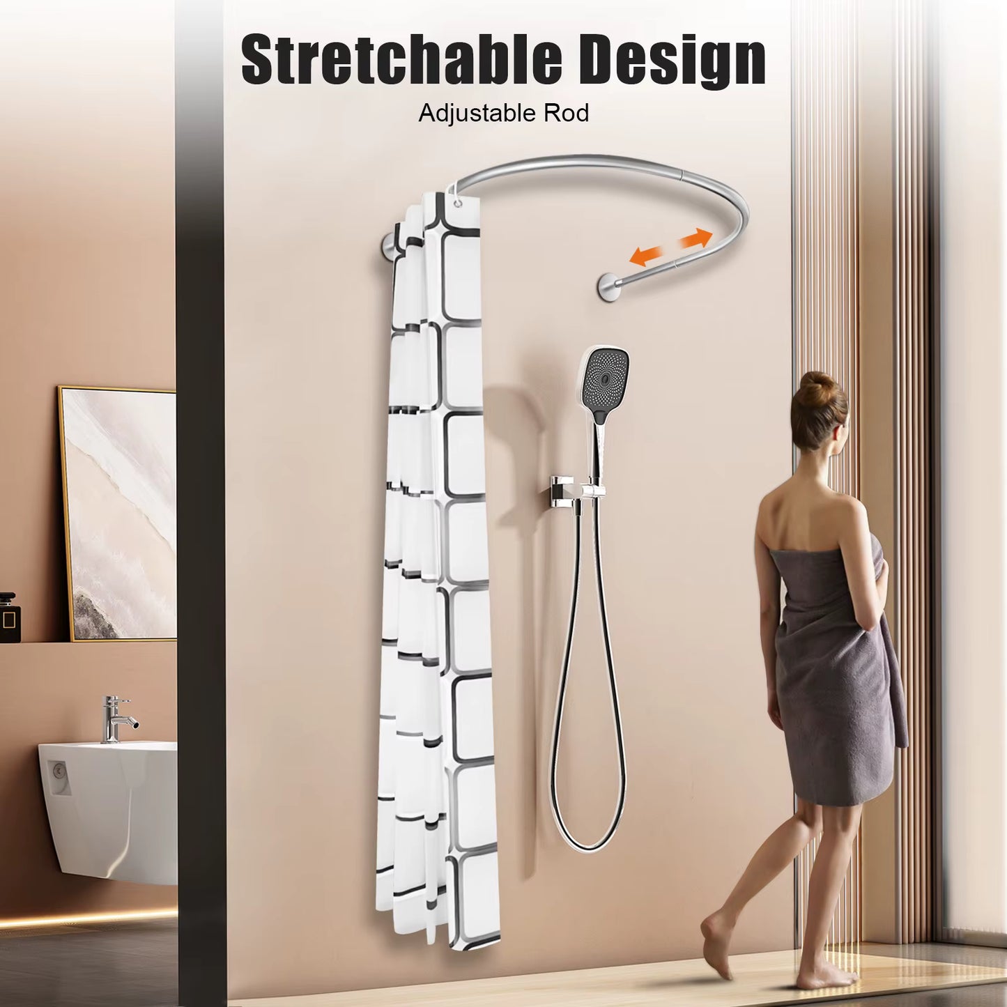 Tringle de douche extensible 0,9-1,3 m en inox