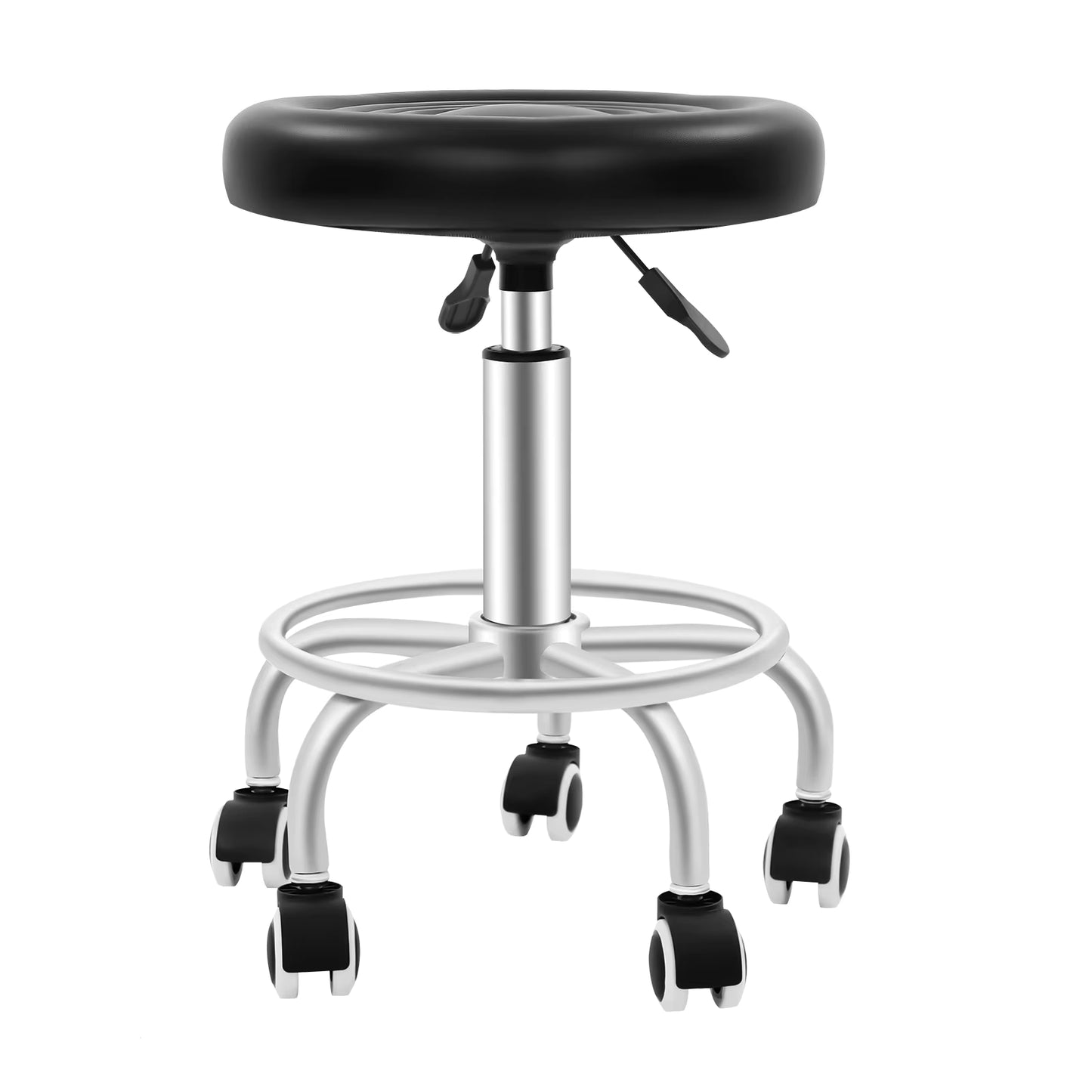 Tabouret de bar roulant réglable en hauteur 360° – Siège rotatif avec roulettes – Tabouret ergonomique pour salon bureau cuisine beauté