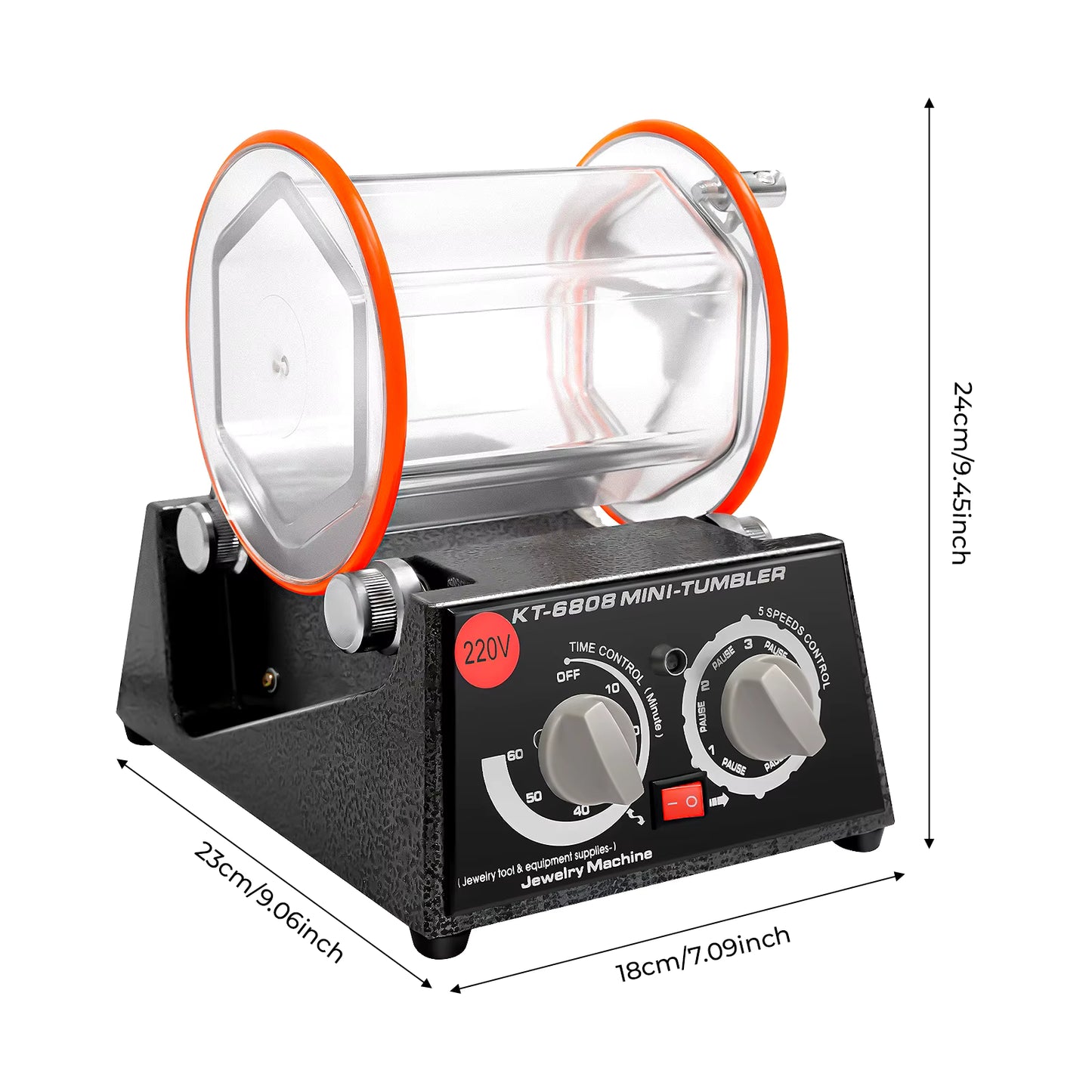 Polisseuse électrique 5 vitesses 60W – Machine à polir rotative pour bijoux, pierres, métaux – Polissage automatique avec tambour 3KG