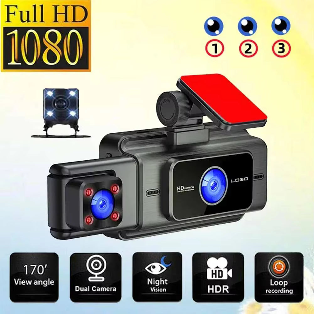 Dashcam Voiture 1080P Double Caméra Avant Arrière WiFi Écran 3 Pouces Vision Nocturne Grand Angle