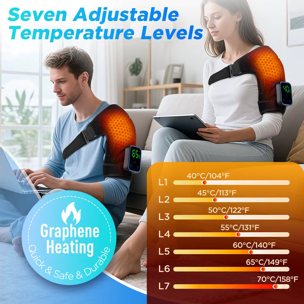 Ceinture de Massage Chauffante Épaules & Cou – 7 Modes Vibrants, Fonction Chaleur, Sans Fil, Relaxation Musculaire