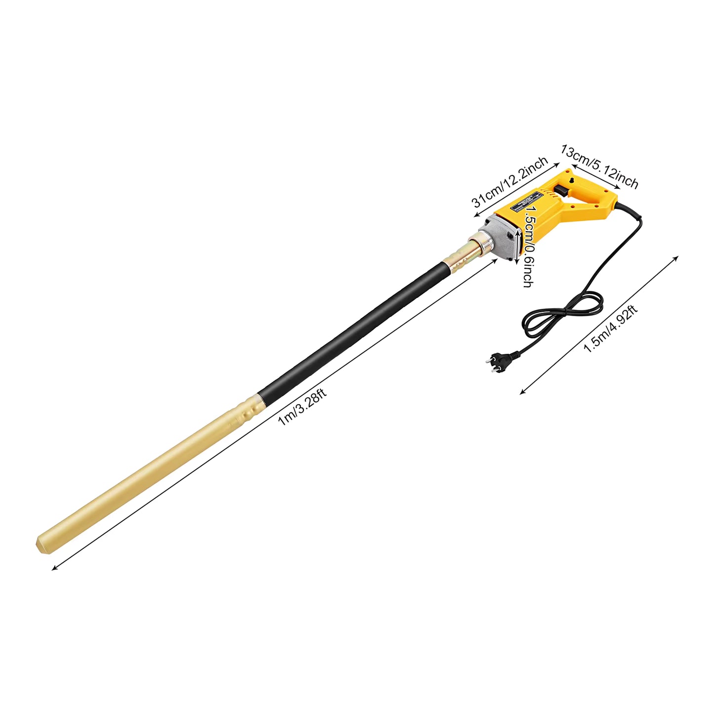 Vibrateur à Béton Électrique 800W – Aiguille Vibrante 1m – Outil Compactage Béton 4500 tr/min – Outil Chantier Construction