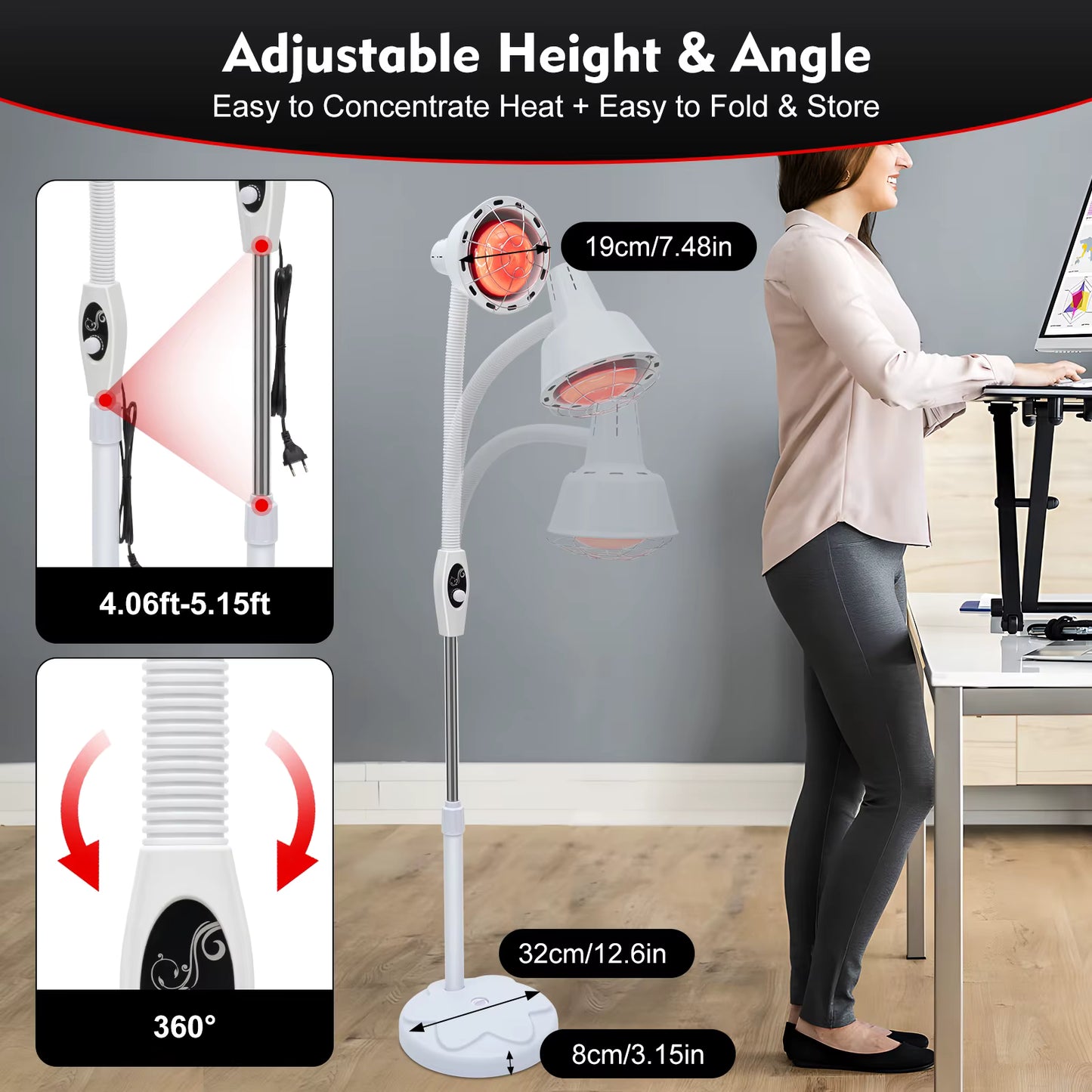 Lampe infrarouge thérapeutique 275W rotative 360°