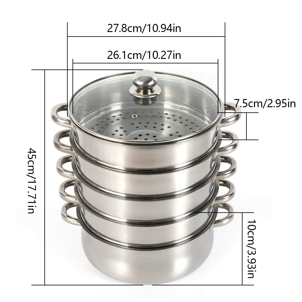 Cuiseur vapeur inox 5 niveaux 26-30 cm