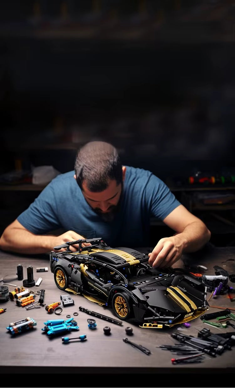 Voiture Supercar en Blocs de Construction 1:14 avec Télécommande et Lumières – Modèle Technique à Assembler – Véhicule de Collection