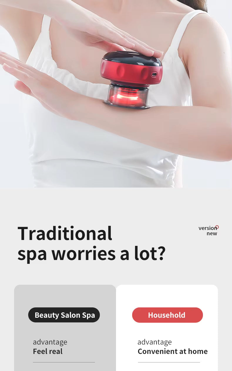 Appareil de Massage Électrique à Ventouse Chauffante 6 Vitesses – Massage Guasha Anti-Fatigue avec Fonction Chauffante et Raclage