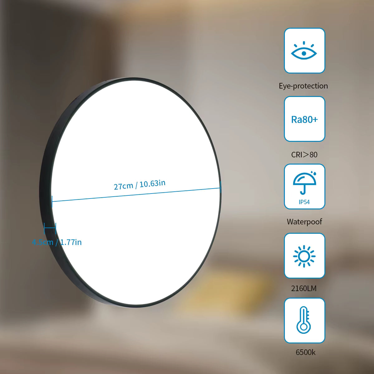 Plafonnier LED rond 24W étanche moderne