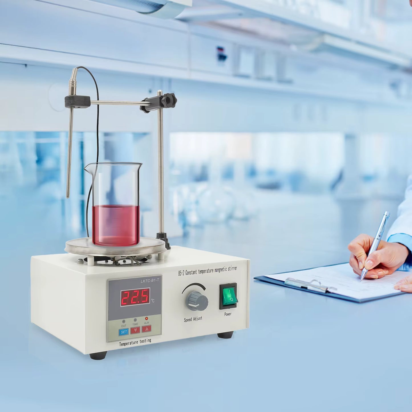 Agitateur Magnétique Chauffant 250W – Plaque Chauffante avec Contrôle Température et Vitesse – Mélangeur de Laboratoire Numérique 2000 ml