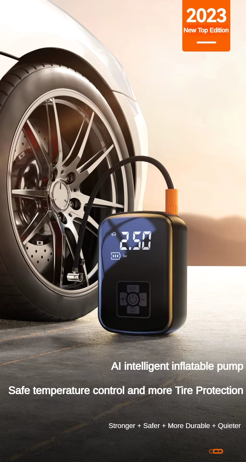 Pompe à Air Électrique Portable Sans Fil 12V – Gonfleur de Pneus 150 PSI pour Voiture, Moto et Vélo – Affichage Numérique
