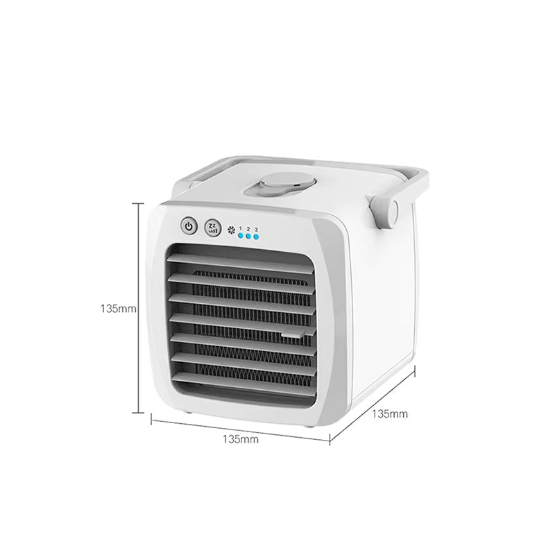 Mini Rafraîchisseur d’Air USB Portable – Ventilateur Refroidisseur Personnel Silencieux – Mini Climatiseur de Bureau Rechargeable – Refroidissement Été Maison Chambre Bureau – Blanc
