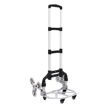Folding stair-climbing trolley with reinforced wheels, aluminum hand truck, foldable hand cart for heavy-duty delivery and moving