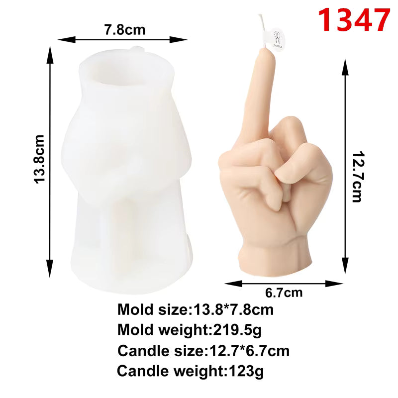 Moule en Silicone Main Doigt d'Honneur – DIY Bougies, Résine, Savon, Plâtre – Réutilisable