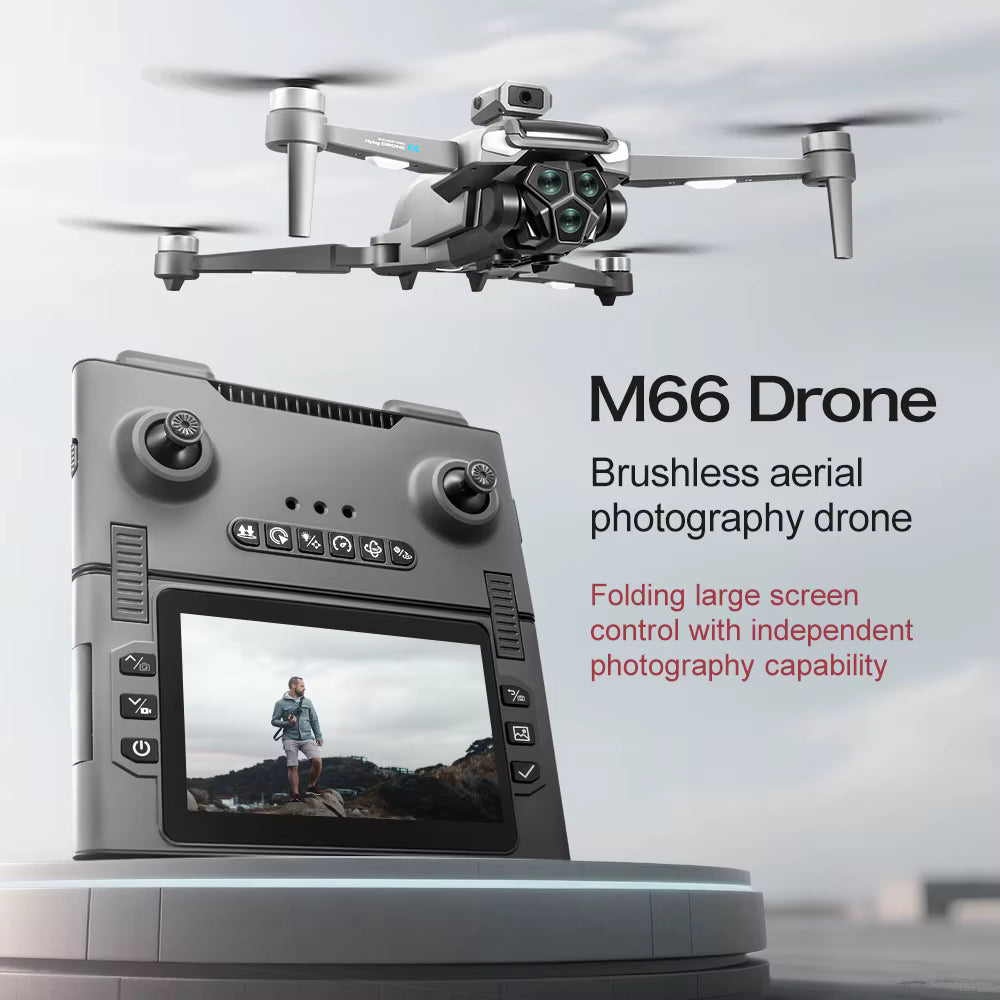 Drone M66 2026 Pliable HD FPV 5G avec Caméra, Télécommande Écran et Moteur Brushless – Quadcopter RC Noir