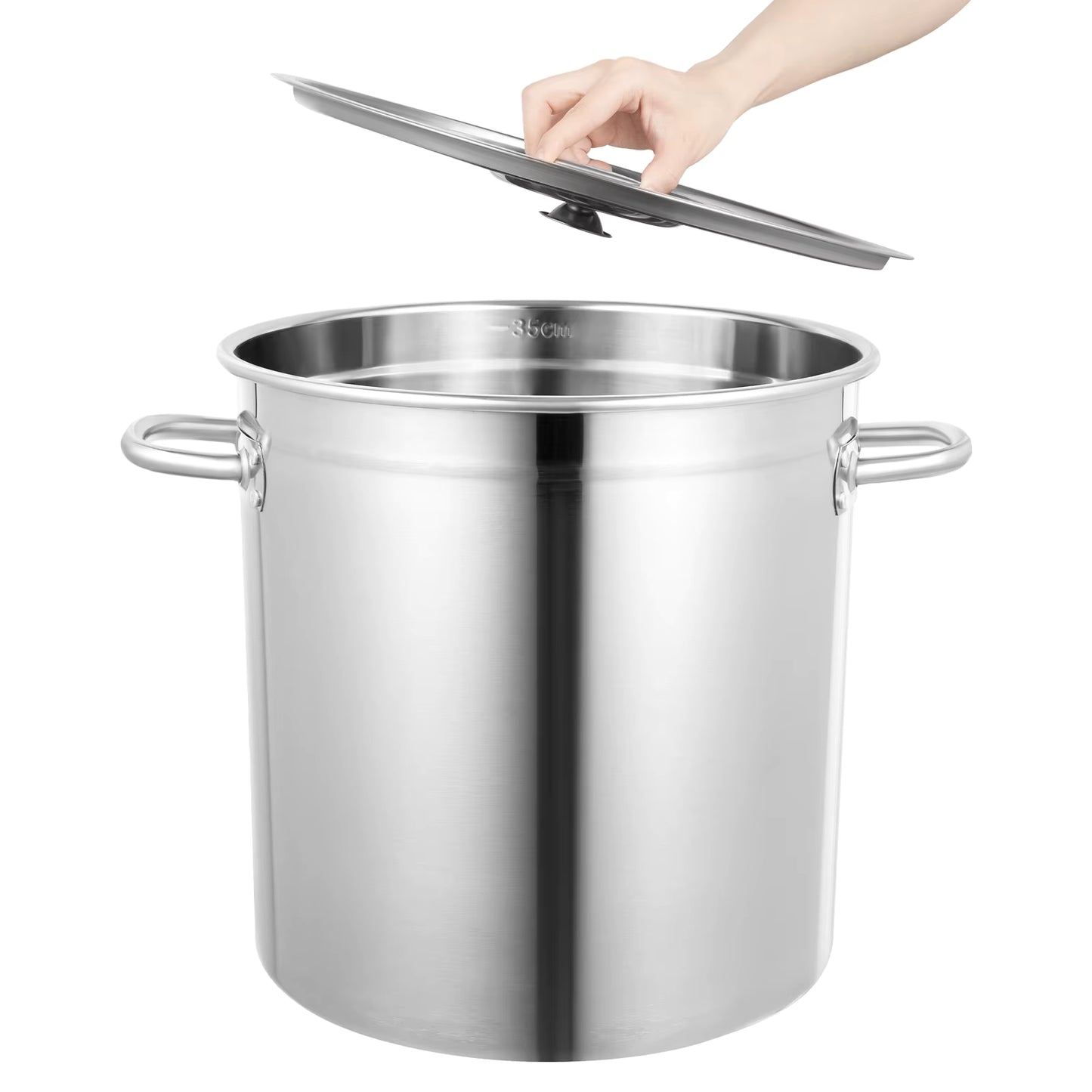 Marmite en acier inoxydable 35 litres avec couvercle – Grande capacité – Faitout cuisine professionnel – Préparation soupes et ragoûts