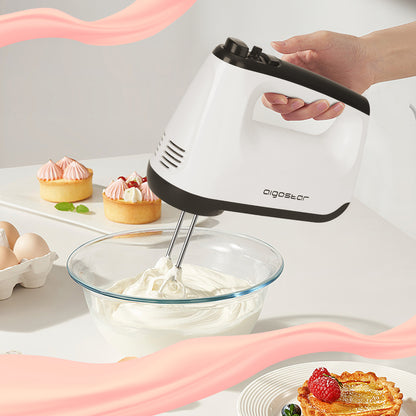 Batteur électrique 400W 6 vitesses + turbo, fouet pâtisserie avec 2 fouets et crochets pétrisseurs, mélangeur cuisine silencieux, support de rangement