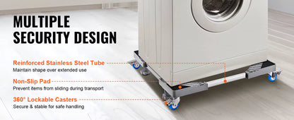 Support Mobile Réglable 400 lb – Base à Roulettes avec Freins – Chariot pour Réfrigérateur & Machine à Laver