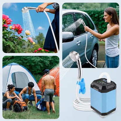 Douche de Camping Portable Rechargeable 5400 mAh – Pompe USB Haute Pression – Camping, Plage & Van