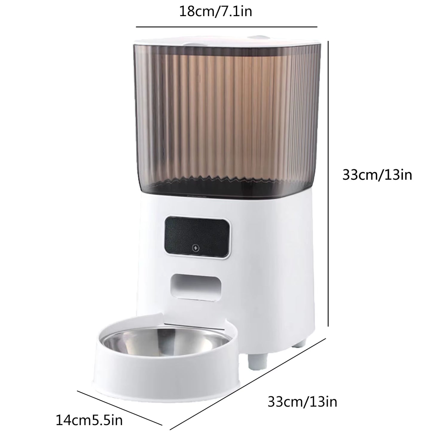 Mangeoire Automatique Connectée pour Chat et Chien 5L – Distributeur de Nourriture Intelligent WiFi avec Caméra – Acier Inoxydable