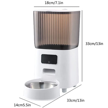 Mangeoire Automatique Connectée pour Chat et Chien 5L – Distributeur de Nourriture Intelligent WiFi avec Caméra – Acier Inoxydable