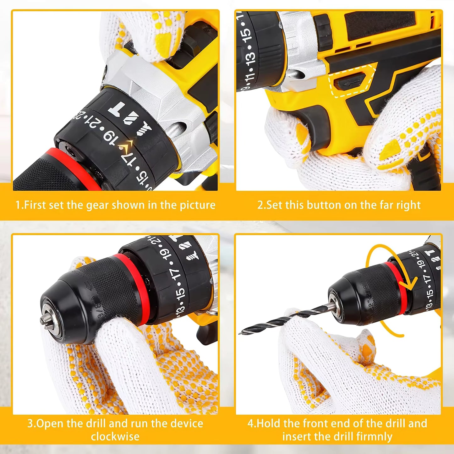 Kit perceuse-visseuse sans fil 21 V – 45 Nm – Mandrin sans clé 3/8" – Embrayage 25+3 – Coffret 120 outils de bricolage