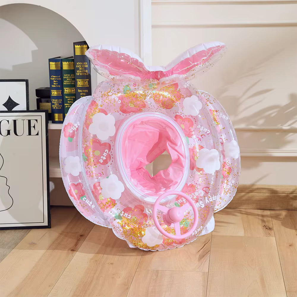Bouée Bébé Gonflable Fleur Transparente avec Siège Intégré – Flotteur Piscine Enfant avec Anneaux de Jeu – Accessoire Aquatique Été