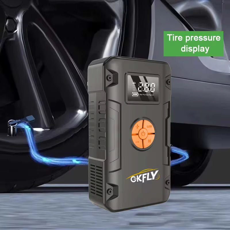 Booster Batterie Voiture 4000A avec Compresseur Air 150 PSI – Démarreur Portable Rechargeable USB – Gonfleur Pneus Auto Moto SUV