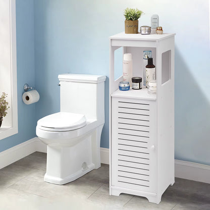 Armario de Baño de 4 Niveles de PVC – Estante de Almacenamiento Impermeable con Puerta Ventilada