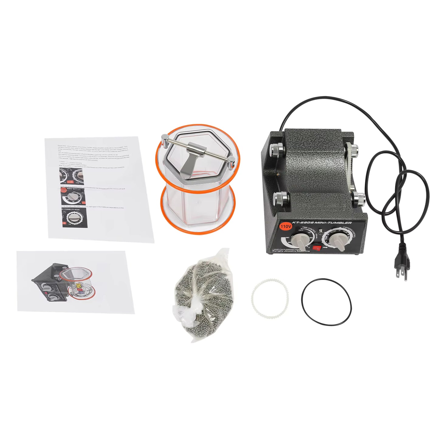Polisseuse électrique 5 vitesses 60W – Machine à polir rotative pour bijoux, pierres, métaux – Polissage automatique avec tambour 3KG