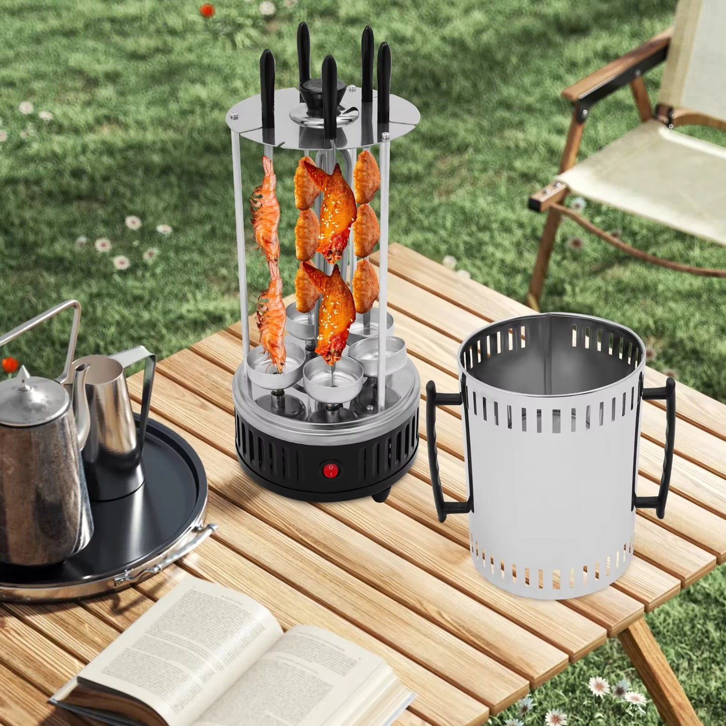 Machine à Kebab Électrique Rotative 1000 W – Rôtissoire Verticale Inox | Brochettes & Grillades à Domicile
