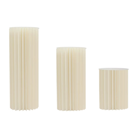 Support décoratif rond pliable blanc (lot de 3) – Socle colonne pour fleurs, mariage, anniversaire, décoration événementielle