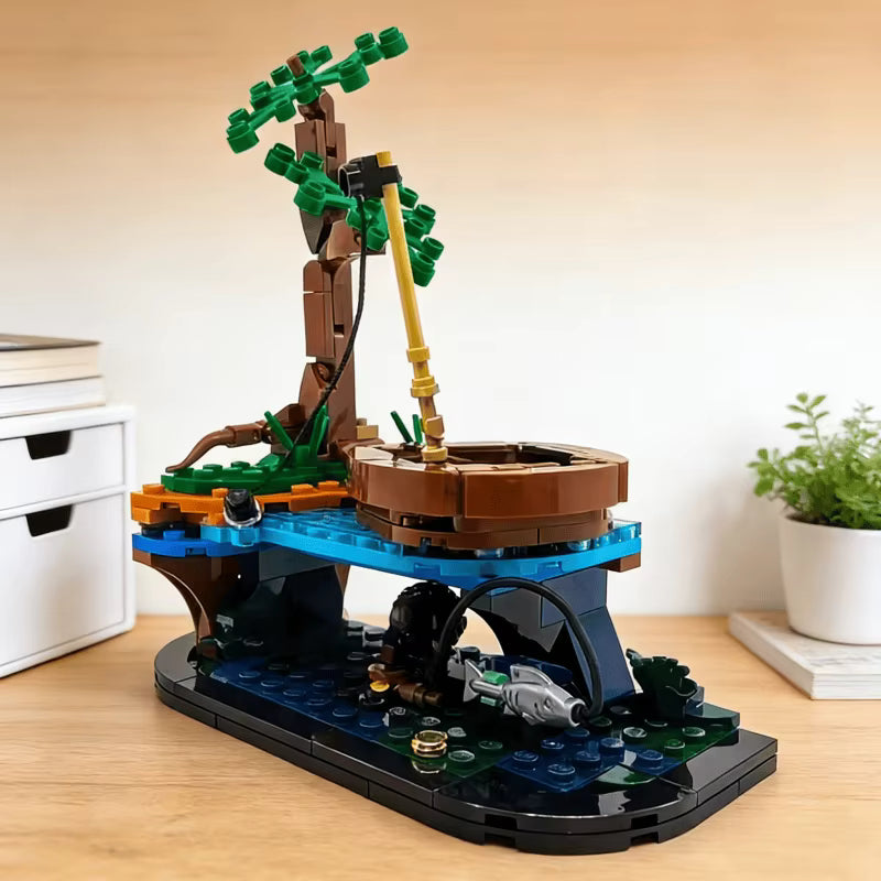 Blocs de Construction – Scène de Pêche Miniature | Maquette Décorative en Briques | Cadeau Adulte & Ado