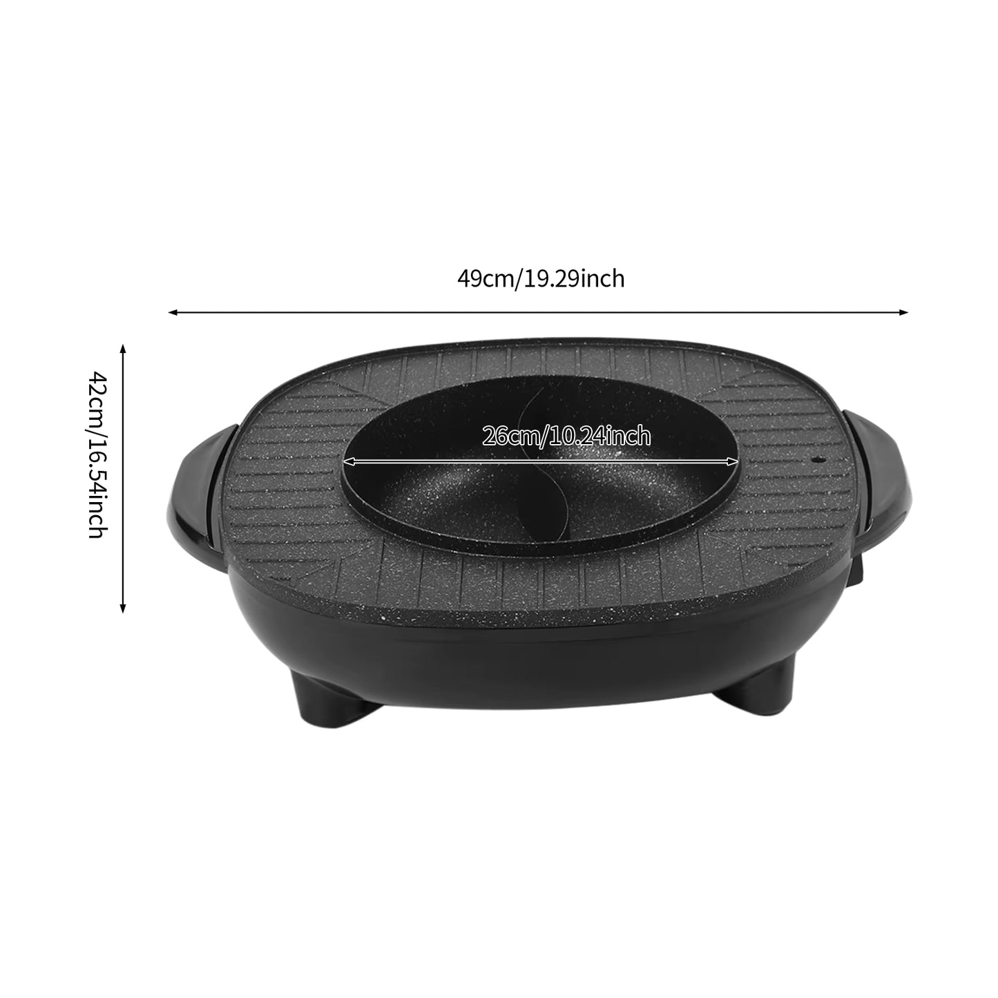 Hotpot et Grill Électrique 2 en 1 Sans Fumée Plaque Antiadhésive Cuisine Coréenne Multifonction Noir