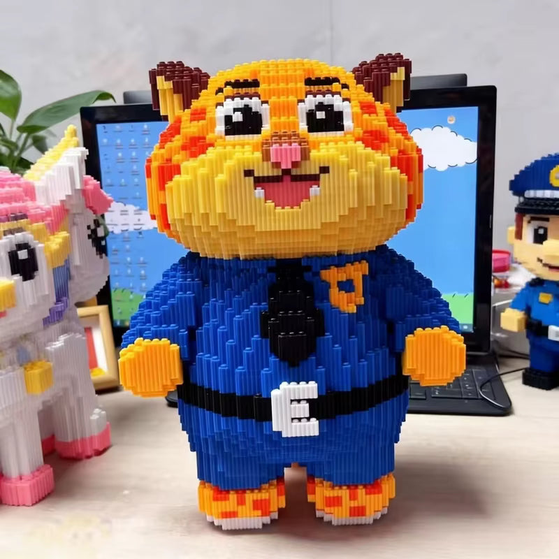 Figurine blocs de construction 7000 pièces – Modèle animal cartoon policier à assembler – Jeu créatif enfants & adultes – Compatible briques