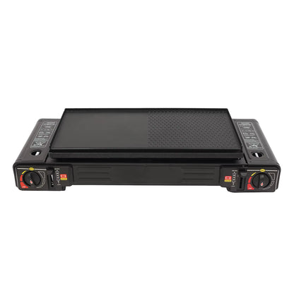 Réchaud de Camping Portable 2 Brûleurs Gaz Butane GPL 2,5 kW Allumage Automatique Barbecue Pique-Nique Outdoor