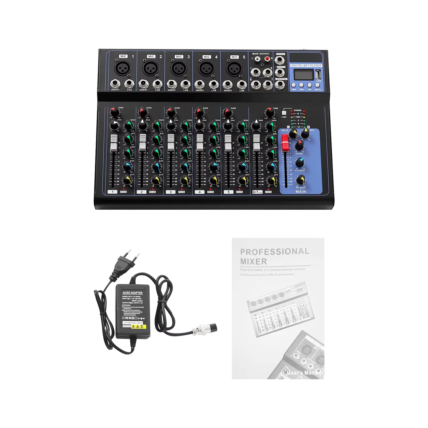 Console de mixage audio 7 canaux DJ