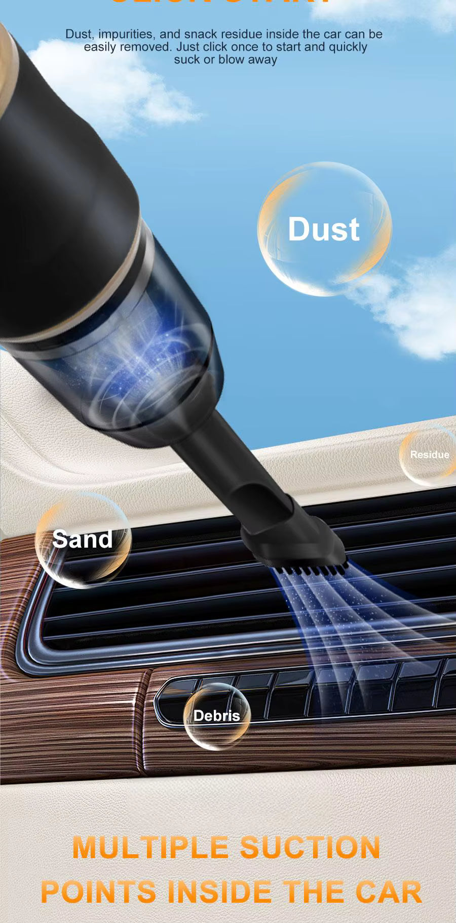 Aspirateur de voiture sans fil portable haute puissance