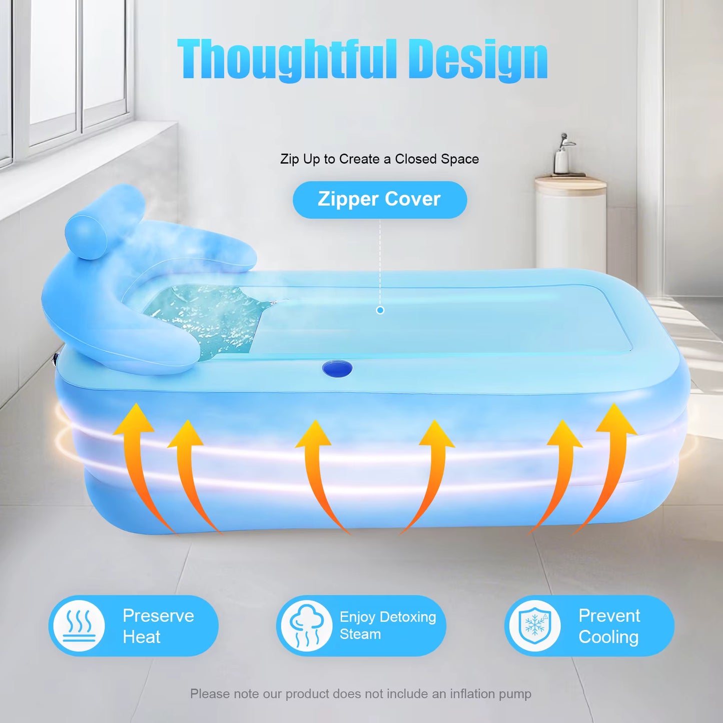 Baignoire Gonflable Adulte 160x84x64cm – Bain Portable avec Coussin et Isolation – SPA Maison Pliable – Utilisation Intérieure Extérieure