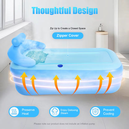 Inflatable Adult Bathtub 160x84x64 cm – Portable SPA with Cushion & Insulation – Foldable Relaxing Bath for Indoor & Outdoor Use