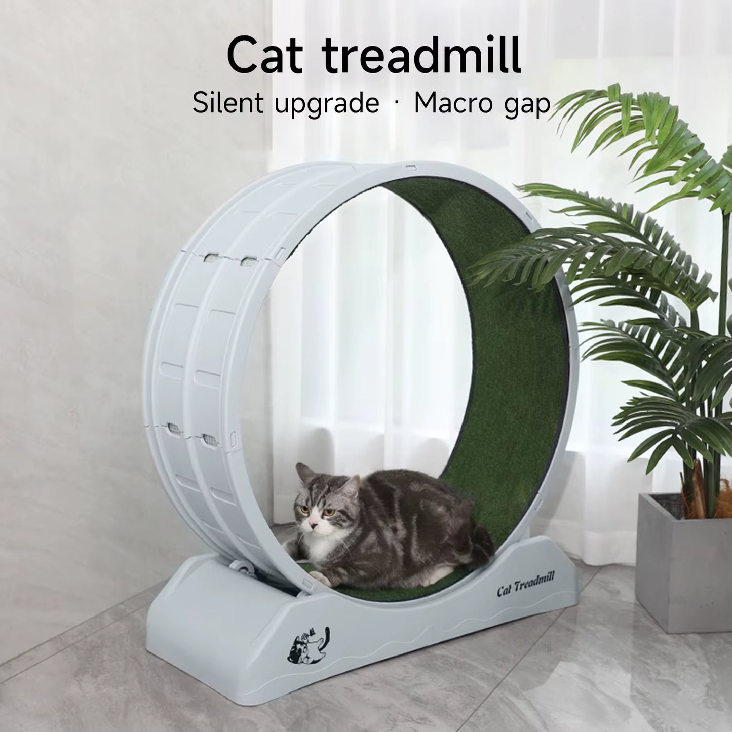 Grande Roue d’Exercice Silencieuse pour Chat – Tapis de Course Intérieur – Non Électrique – Structure Durable avec Verrouillage – 85 x 80 x 35 cm