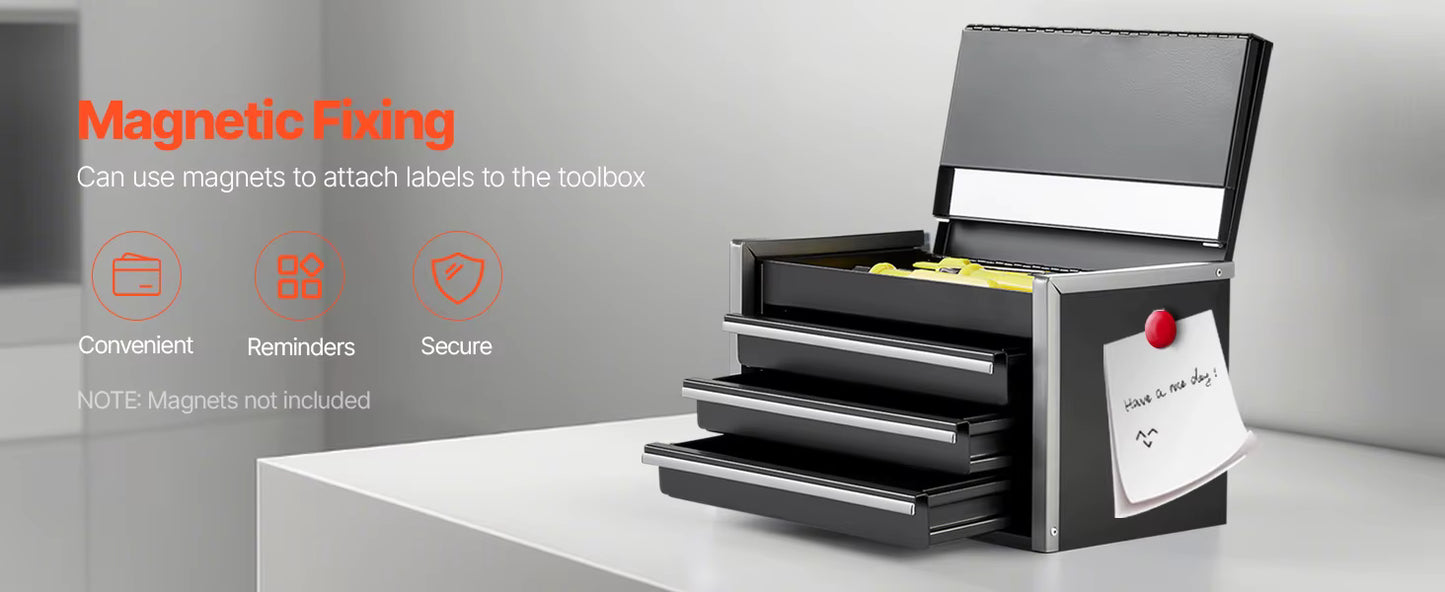 Boîte à outils en métal portable 8,6 pouces avec 3 tiroirs