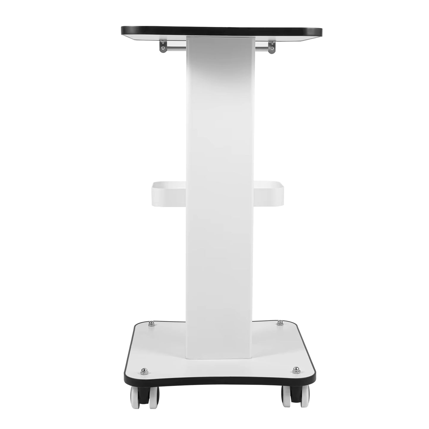 Chariot de Beauté Multifonction à Roulettes 360° – 4 Roues Verrouillables, Support Appareil Esthétique, Table Mobile Salon, Blanc