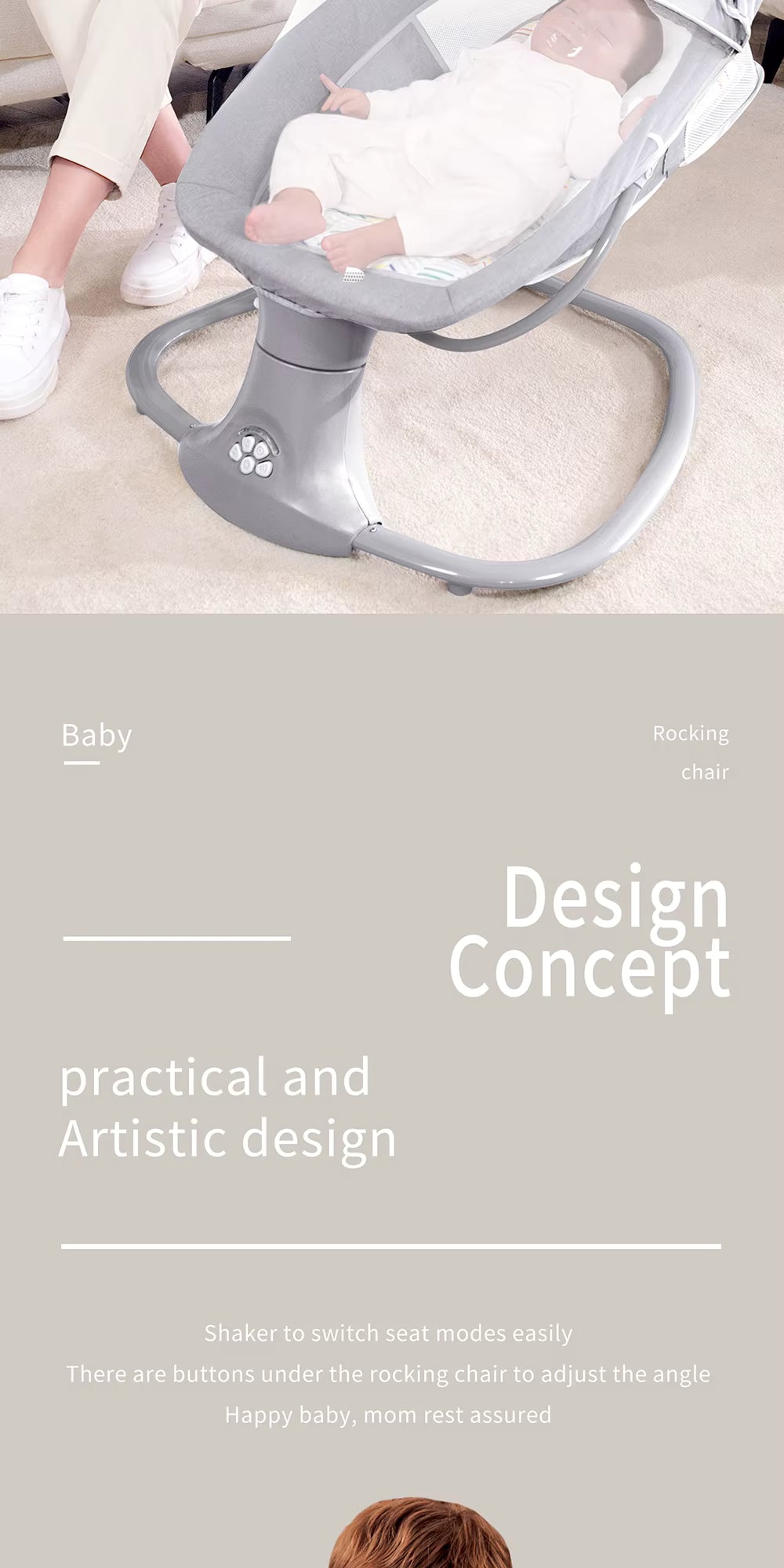 Berceau électrique pour bébé avec balancement automatique, télécommande, moustiquaire et coussin respirant