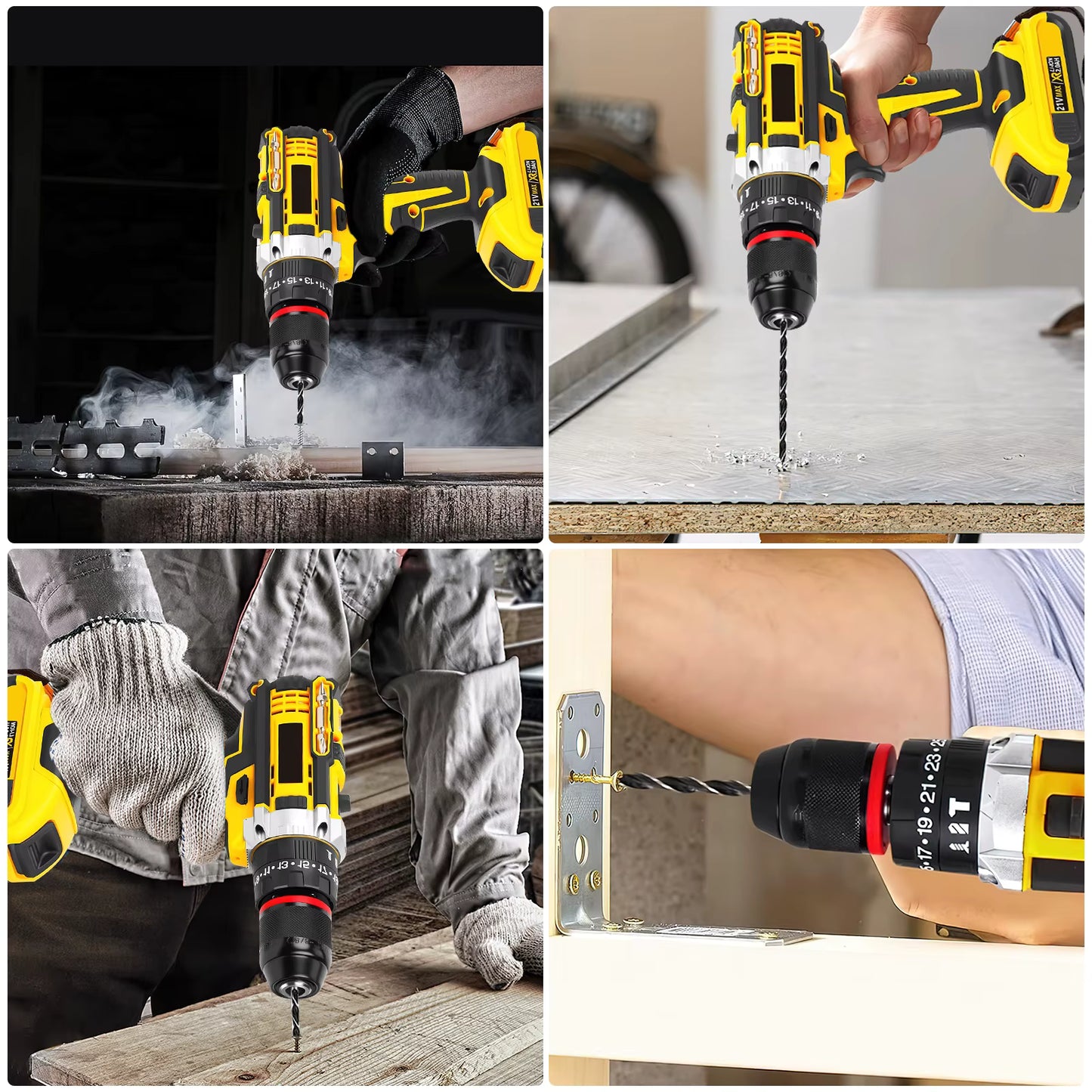 Kit perceuse-visseuse sans fil 21 V – 45 Nm – Mandrin sans clé 3/8" – Embrayage 25+3 – Coffret 120 outils de bricolage