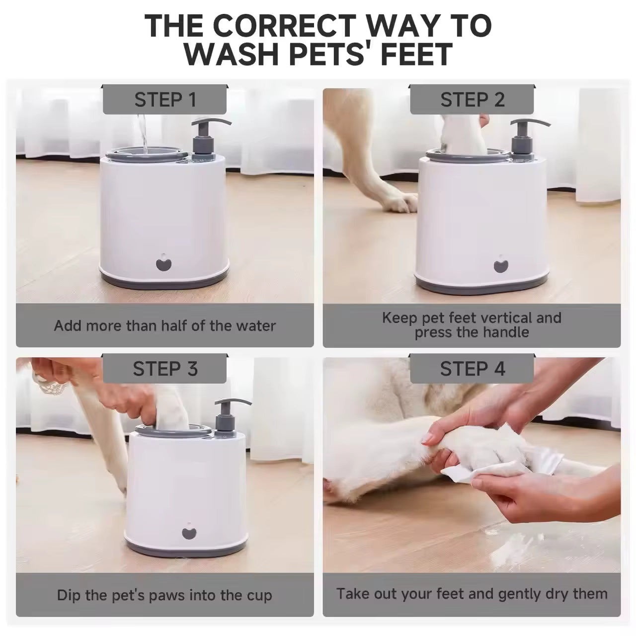Nettoyeur Électrique de Pattes pour Chien et Chat – Machine de Lavage Automatique des Pattes d’Animaux – Système de Nettoyage Sans Essuyage – Gris
