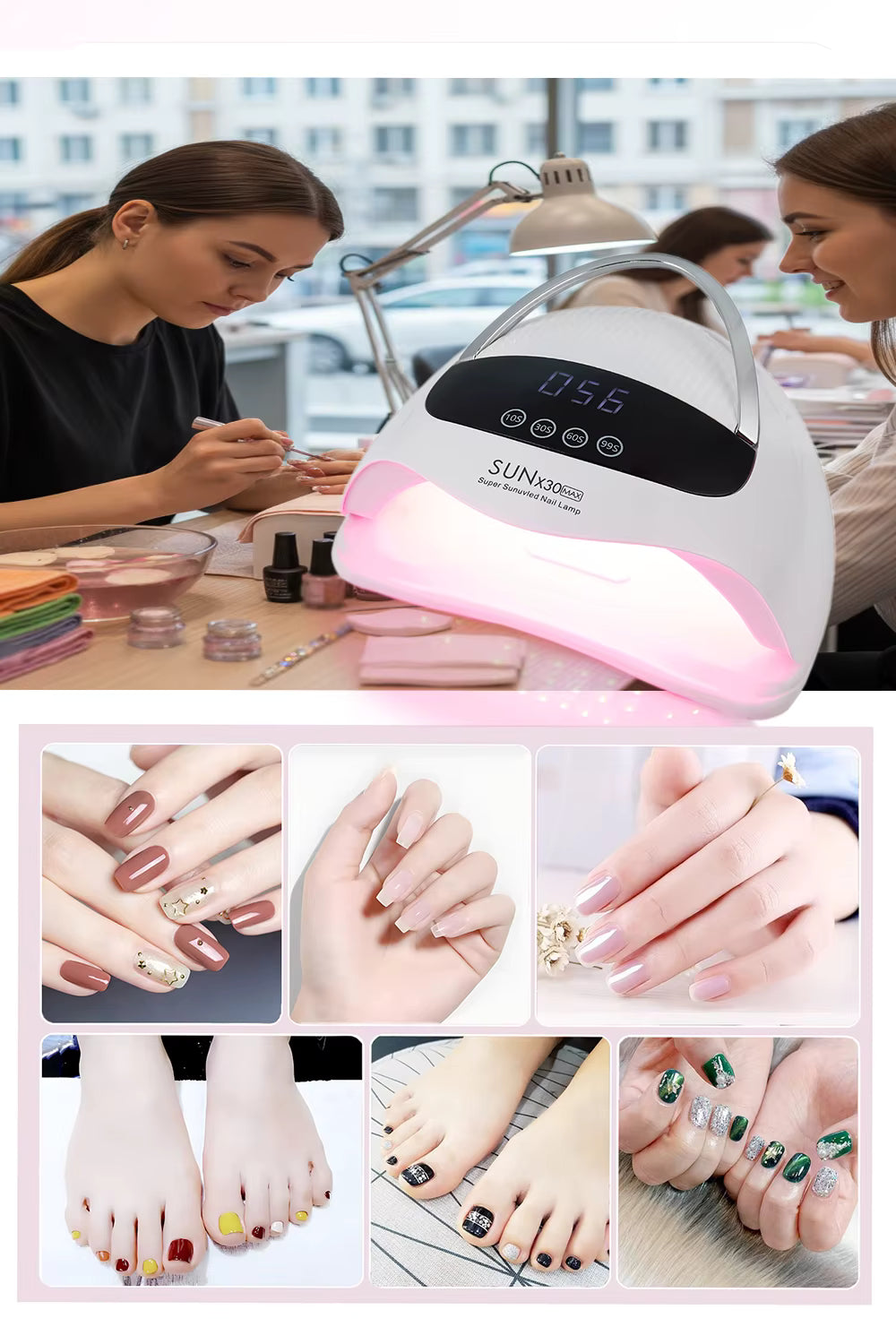 Lampe UV LED SUN X30MAX 90 LEDs pour Ongles – Sèche Vernis Gel Professionnel avec Écran LCD et Poignée – Lampe Nail Art EU Plug